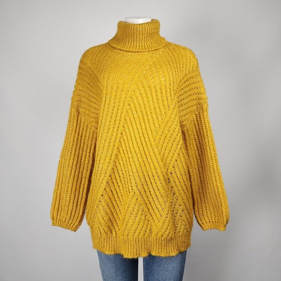 Dreamers Sweaters - Dreamers Yellow Knit Turtle Neck Sweater Size S/M